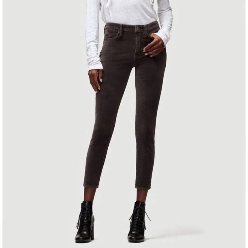 FRAME Women's Le High Skinny Velveteen High Rise Pants in Charcoal Size 24 NWT